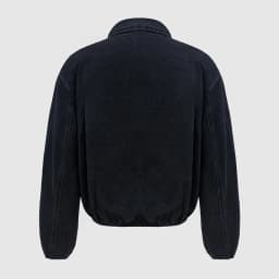 Men's Black Washed Denim Cropped Jacket Metal Buckle Zip Design Loose Drop Shoulder Coat Vintage Hip Hop Streetwear Outerwear Fo