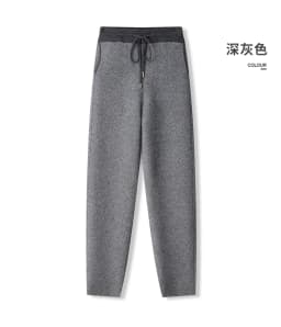 Soft 100% Merino Wool Straight-leg Pants For Men Jacquard Warm Knitted Pants Autumn Winter Thick Bottom Wear