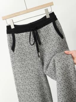 Soft 100% Merino Wool Straight-leg Pants For Men Jacquard Warm Knitted Pants Autumn Winter Thick Bottom Wear