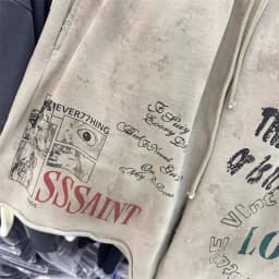 SSSAINT LOUIS Men Shorts Graffiti Print Washed Retro Oversized Shorts