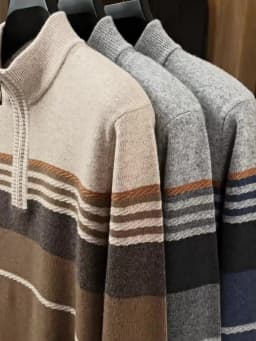 Real Cashmere Wool Clothes for Men 2025 Autumn Winter Trendy Striped Warm Sweater Long Sleeve Male Sheep Wool Zipper Jumpers