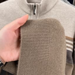 Real Cashmere Wool Clothes for Men 2025 Autumn Winter Trendy Striped Warm Sweater Long Sleeve Male Sheep Wool Zipper Jumpers