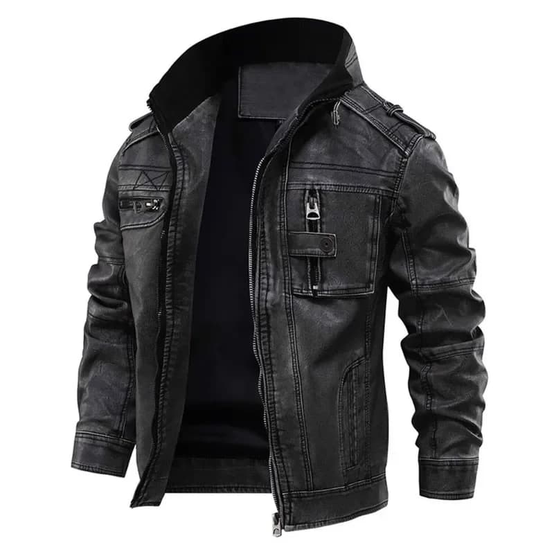 Autumn Winter Brand Leather Jacket Men Vintage Biker PU Coat Causal Motorcycle Jackets Plus Size 8XL 3D Stand Collar Thick Tops
