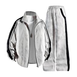 8XL Men Jacket 2Pcs Tracksuit Set Waterproof Side Stripe Large Size 6XL 7XL Streetwear Long Sleeve 2025 Spring Sportswear Male