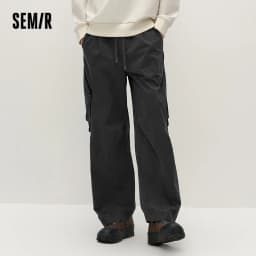 Semir Men Pants Washed Cotton Loose Curved Utility Cargo 2026 Autumn Comfortable Workwear Style Street Casual Daily Wear