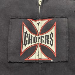 Oversize Men Women Street Outfit West Coast Choppers Jackets Vintage Washed Black Patchwork Red Cross Pattern Zippered Hoodie