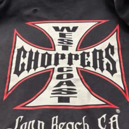 Oversize Men Women Street Outfit West Coast Choppers Jackets Vintage Washed Black Patchwork Red Cross Pattern Zippered Hoodie