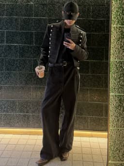 ANN Milan Limited Show Piece Black & Gold Webbing Napoleon Cropped Court Jacket, Two-tone