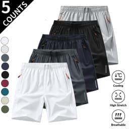 5-Pack Men's Swim Shorts Set - Assorted Colors Quick Dry Bathing Suits for Travel and Daily Wear