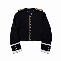 ANN Show Piece Harris Marsina Black & Gold Button Napoleon Jacket, Vintage Court Short Stand Collar Coat