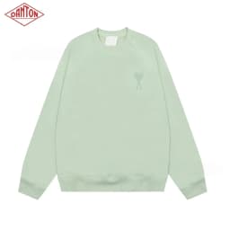 Sweatshirt made of pure cotton with small heart embroidery in macaron color, long sleeved with large heart round neck pullover for autumn and winter