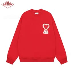 Sweatshirt made of pure cotton with small heart embroidery in macaron color, long sleeved with large heart round neck pullover for autumn and winter