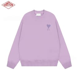 Sweatshirt made of pure cotton with small heart embroidery in macaron color, long sleeved with large heart round neck pullover for autumn and winter