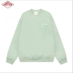 Sweatshirt made of pure cotton with small heart embroidery in macaron color, long sleeved with large heart round neck pullover for autumn and winter