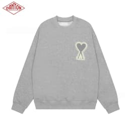 Sweatshirt made of pure cotton with small heart embroidery in macaron color, long sleeved with large heart round neck pullover for autumn and winter