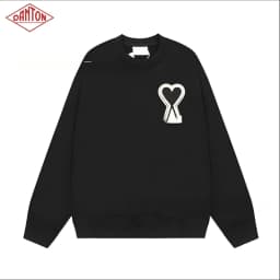 Sweatshirt made of pure cotton with small heart embroidery in macaron color, long sleeved with large heart round neck pullover for autumn and winter
