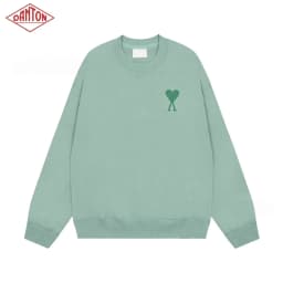 Sweatshirt made of pure cotton with small heart embroidery in macaron color, long sleeved with large heart round neck pullover for autumn and winter