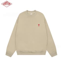 Sweatshirt made of pure cotton with small heart embroidery in macaron color, long sleeved with large heart round neck pullover for autumn and winter