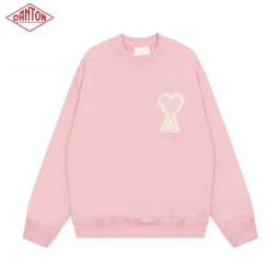 Sweatshirt made of pure cotton with small heart embroidery in macaron color, long sleeved with large heart round neck pullover for autumn and winter