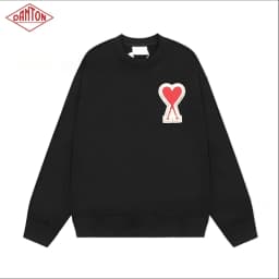 Sweatshirt made of pure cotton with small heart embroidery in macaron color, long sleeved with large heart round neck pullover for autumn and winter