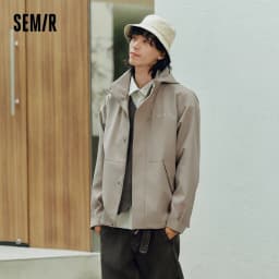Semir Men Jacket Hooded Letter Print Couple Outdoor Casual Style Loose Autumn Windproof Outerwear Daily Wear 2026