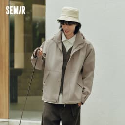 Semir Men Jacket Hooded Letter Print Couple Outdoor Casual Style Loose Autumn Windproof Outerwear Daily Wear 2026