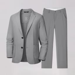 KIDWHXR Summer Man Suit Outfit Thin Breathable Sun Protection Blazer Male Straight-leg Pant Men Business Casual 2-piece Set