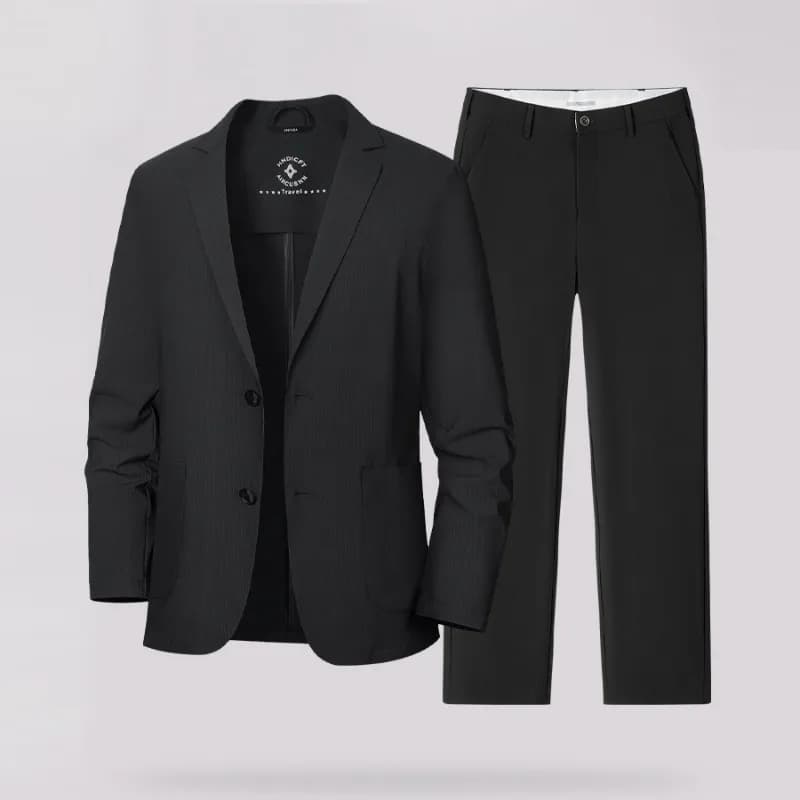 KIDWHXR Summer Man Suit Outfit Thin Breathable Sun Protection Blazer Male Straight-leg Pant Men Business Casual 2-piece Set