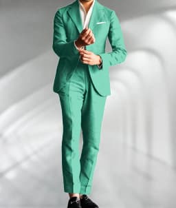 Green Linen Male Suits Wedding Tuxedo Business Fashion Blazer Sets Custom Made Two Pieces (Jacket+Pants) Conjuntos De Chaqueta