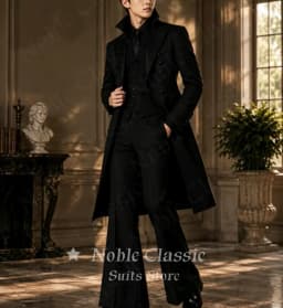 Men Olive Green 3 Pieces Gothic Tailcoat Suit Black Lapel Steampunk Tuxedo Flared Pants Waistcoat Victorian Wedding Customized