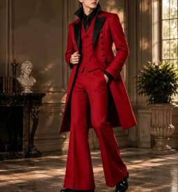 Men Olive Green 3 Pieces Gothic Tailcoat Suit Black Lapel Steampunk Tuxedo Flared Pants Waistcoat Victorian Wedding Customized