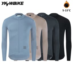 YKYWBIKE Winter Cycling Jersey Men's Thermal Fleece Bicycle Clothes MTB Long Sleeve Warm Road Bike Jacket Outdoor Riding Tops