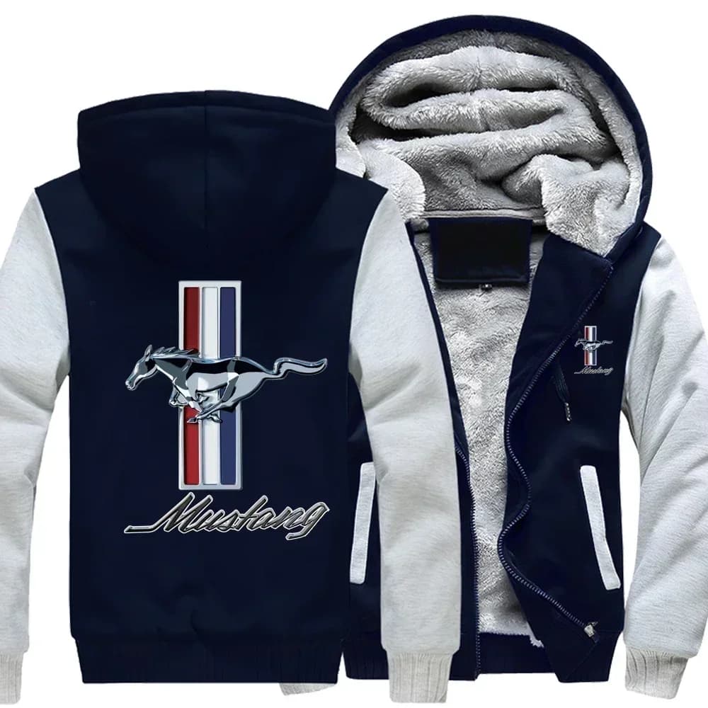 New Winter Men Fashion High Quality Mustang 11Logo Hoodies Jacket Casual Wool Liner Fleece Sweatshirts Male Hoody Coat
