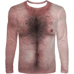 Funny Fake Musclet-Shirt 3D Funny Muscle Body Printed T-Shirts Slim Oversized T Shirt Men Tops Ugly Chest Hair Tops Long Sleeve