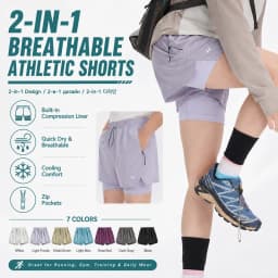 Unisex 2in1 Running Shorts Quick Dry Gym Workout Activewear Double Layer Compression Liner Athletic Fitness Jogging Sweat Shorts