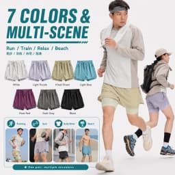 Unisex 2in1 Running Shorts Quick Dry Gym Workout Activewear Double Layer Compression Liner Athletic Fitness Jogging Sweat Shorts