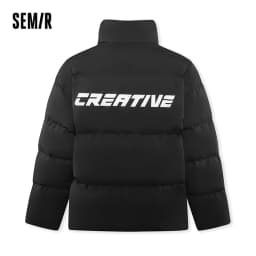 Semir Men Puffer Thick Down Printed Stand Collar Loose Fit 2026 Urban Casual Warm Couple Style Everyday Outerwear