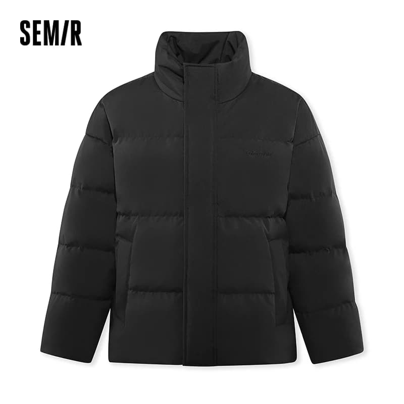 Semir Men Puffer Thick Down Printed Stand Collar Loose Fit 2026 Urban Casual Warm Couple Style Everyday Outerwear