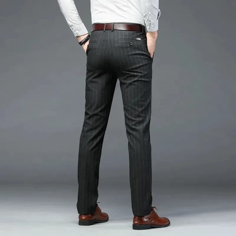 New Men's Casual Trousers Loose Straight Vertical Striped Trousers Men's Business Trousers Slim Trousers