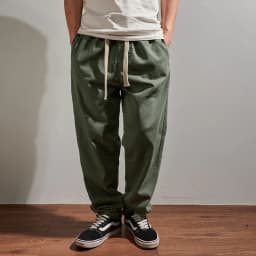 New straight-leg casual pants men's large size loose-fitting elastic waist sagging wide leg pants