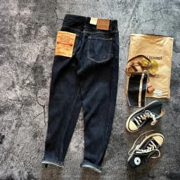 Indigo Heavyweight One Wash Raw Deep Blue Denim Jeans Men Autumn Spring Vintage Selvedge Hard Loose Straight Pants 100% Cotton