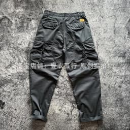 Spring/Autumn Men's Loose Straight Stretch Multi-Pocket Cargo Pants - Hong Kong Patchwork Casual Trousers Japanese Streetwear