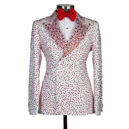 Men's Suits Tailored One Piece Sequins Blazer Peaked Lapel One Button Sparkly Wedding Slim Red Diamonds Custom Made Plus Size
