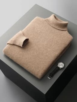 Autumn Winter Men's Wool Sweater Turtleneck Long Sleeve Pullover Smart Casual 100% Merino Wool Knitwear Soft Warm Jumper Clothes