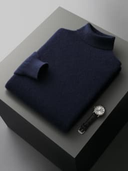 Autumn Winter Men's Wool Sweater Turtleneck Long Sleeve Pullover Smart Casual 100% Merino Wool Knitwear Soft Warm Jumper Clothes