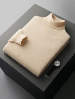 Autumn Winter Men's Wool Sweater Turtleneck Long Sleeve Pullover Smart Casual 100% Merino Wool Knitwear Soft Warm Jumper Clothes