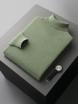 Autumn Winter Men's Wool Sweater Turtleneck Long Sleeve Pullover Smart Casual 100% Merino Wool Knitwear Soft Warm Jumper Clothes