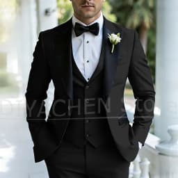 Men's Three Piece Tuxedo Suit Set Peak Lapel Formal Wedding Groom Party Outfits for Gentlemen Luxury Stylish Slim Male Suit