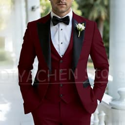Men's Three Piece Tuxedo Suit Set Peak Lapel Formal Wedding Groom Party Outfits for Gentlemen Luxury Stylish Slim Male Suit