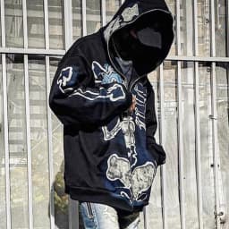 Cactus Jack Baggy Skull Skeleton Hoodie Zip Up Plush Pullover Cardigan Oversized Zipper Hoodies Y2k Streetwear Men Clothes
